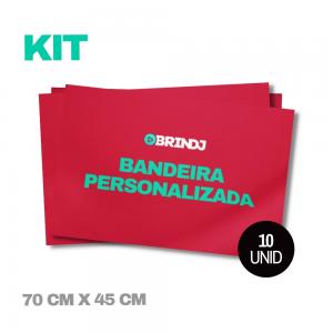 Kit 10 Bandeiras 70x45cm Tecido Oxford Personalizadas Acabamento Overlock Tecido Oxford 70 x 45cm Sublimação  Overlock Linha Branca 